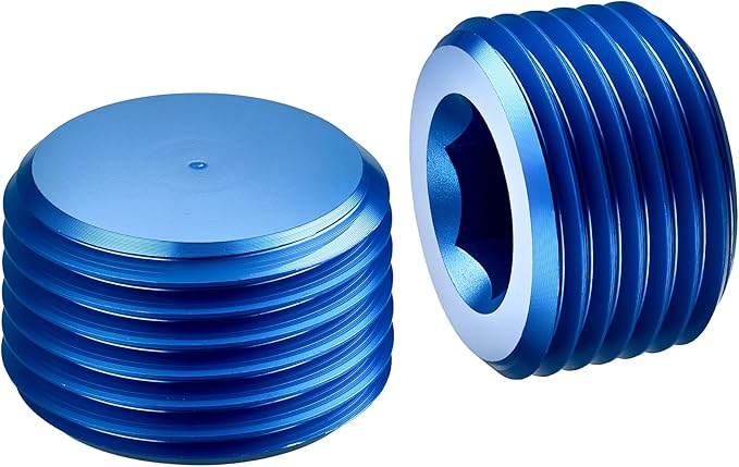 EVIL ENERGY 3/8" NPT Plugs Aluminum Socket Allen Head Blue, Pack of 2