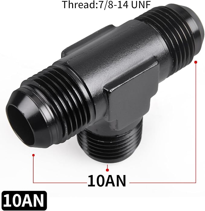 10AN Male Flare Tee Fitting Adapter T Fuel Hose Union Aluminum 2Pcs