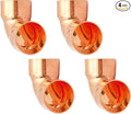 4Pcs 3/4 Inch ID 0.8mm Thick Pure Copper 90 Degree Elbow, Short Radius Pipe Fitting with Sweat Solder Connection for Plumbing HVAC Refrigeration System