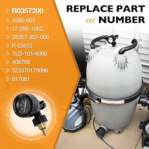 Air Gauge Release Valve Assembly Compatible with CV & CL, DEV & DEL, JS Series, Air Relief and Pressure Gauge Replacement for Zodiac Jandy Pool and Spa Filters, Replaces R0357200, 1/4" mpt, 0-60psi