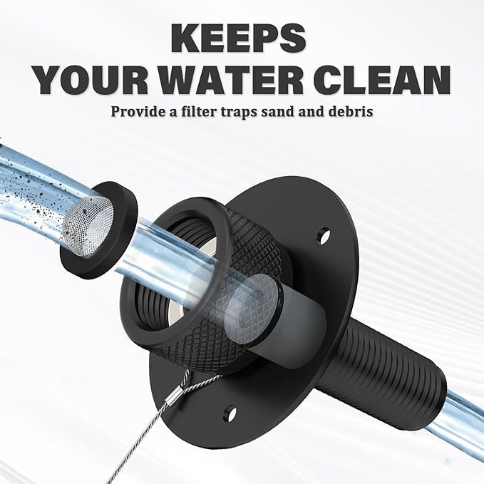 2 Pack All Metal RV City Water Inlet with Check Valve RV Water Inlet -rv Water Fill Inlet Leak Proof & Universal Fit for RV Camper Motorhome Trailer Marine -Black