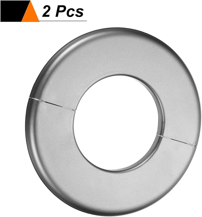 HARFINGTON 2pcs Wall Split Flange 64mm/2.5" Self-Adhesive Plumbing Cover Plates ABS Plastic Round Escutcheon Plate Buckle Design for Water Pipe Bathroom Kitchen Decoration, Gray