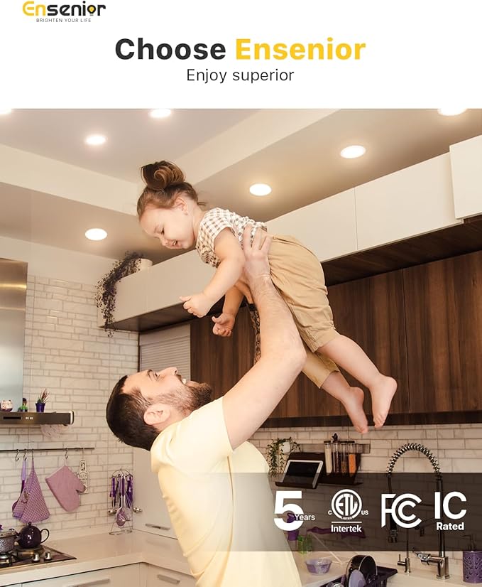 Ensenior 12 Pack 6 Inch Ultra-Thin LED Recessed Light with Junction Box, 2700K-6000K Selectable, 12W 110W Eqv, Dimmable, 1050LM High Brightness - ETL Certified