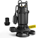 Aquastrong 1 HP Sewage Grinder Pump, 220V 4200 GPH Sewage Pump 2 inch Discharge with Auto Float Switch for Basement Sump Basin and Sewage Well