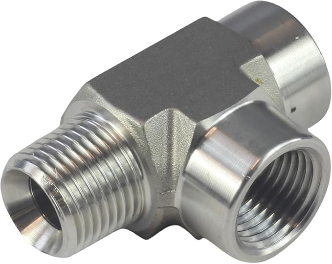 HFS(R) 304 Stainless Steel FORGED Pipe Fitting NPT Tee, 1/2" NPT Male x 1/2" NPT Female x 1/2" NPT Female, 3 Ways Branch Tee Connector Pipe Fitting