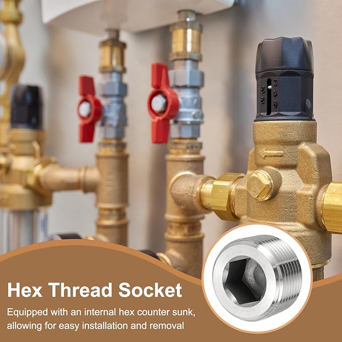Pipe Plug Stainless Steel Internal Hex Thread Socket Pipe Plug Fitting - Fitting for (Sealing Port - Air Tanks - Water Outlets) 1 Inch NPT Male