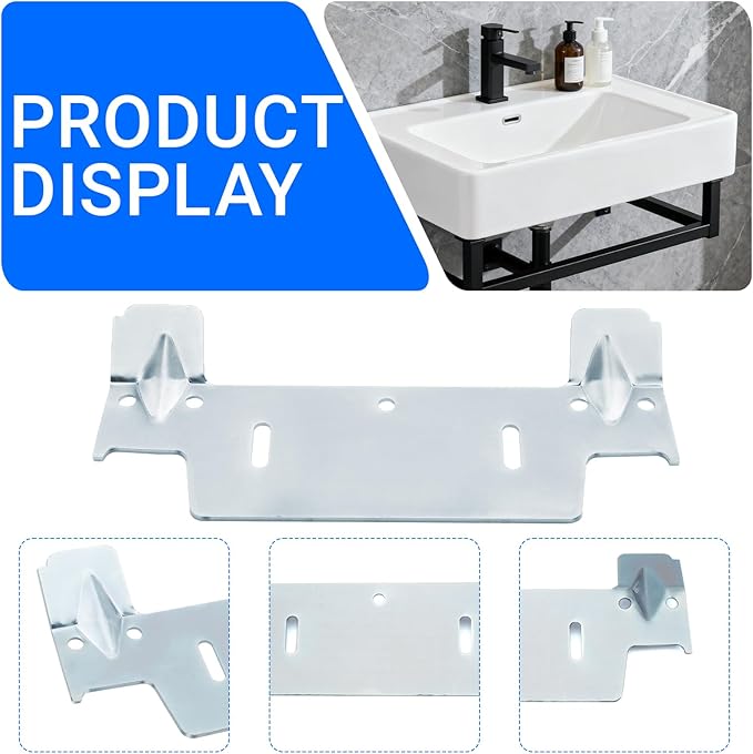 382430-1120A Steel Hanging Bracket,Heavy Duty Metal Wall Mount Sink Bracket for Wall-Mounted Sink,Featuring Multiple Holes for Securing The Threaded Stud Backplate Steel Hanger - 2 Pack