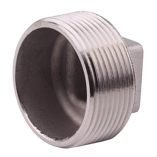 Stainless Steel 304 Cast Pipe Fitting, Square Head Cored Plug, Class 150, 1 1/2 Inch NPT Male