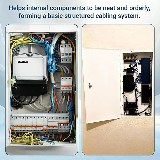 28" Media Enclosure Network Box Cable Management with Hinged Cover Lock, Made of 20# Cold-Rolled Steel Sheet, Suitable for Recessed or Surface Mounting