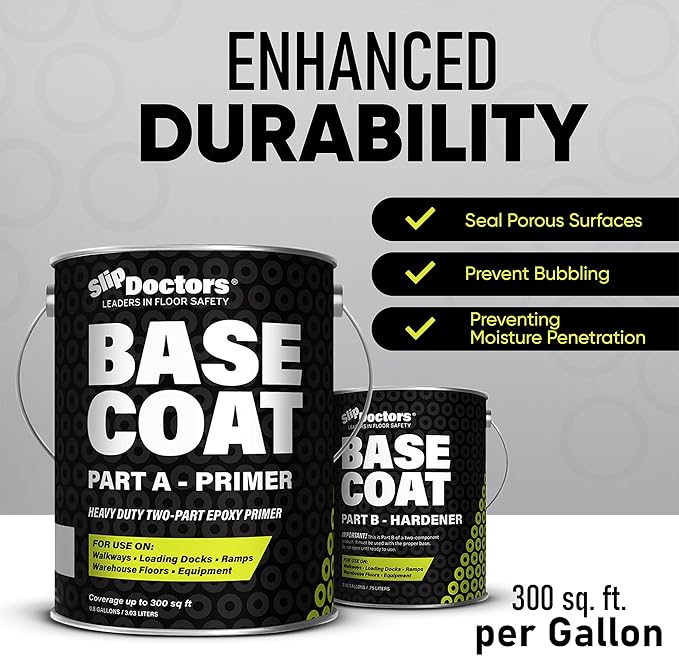 Base Coat 2k Epoxy Primer Paint: High-Performance Protection for Garages, Warehouses, and More – Light Gray, 1 Gallon, 300 sq ft.