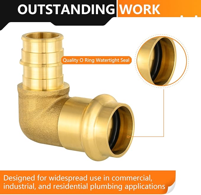 30-Pack HeSun Copper Press Fitting Elbow, 1" PRESS X 3/4" PEX-A F1960 Expansion Elbow, LF Brass