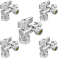 5-PCs HeSun Quarter-Turn Angle Stop Valve, 1/2" FIP x 3/8" OD Comp x 3/8" OD Comp, Dual Compression Outlet Shut Off Valve, PEX Chrome Plated Brass(VALVE209-5)