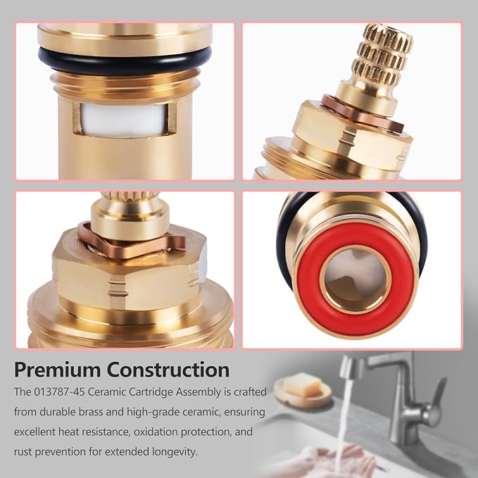 013787-45 Ceramic Cartridge Assembly Replacement for T&S Brass Faucets, Pressure 20PSI-125PSI, Temperature 40F-140F (Hot)