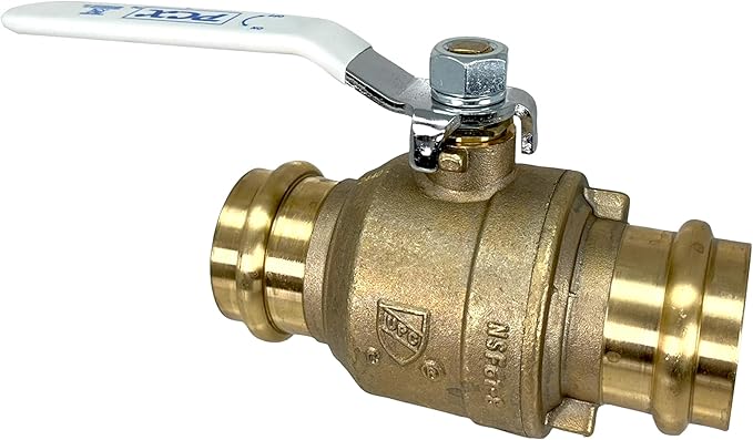 PROCURU 1-Pack 1-1/2 Inch (1.5") Press Copper Ball Valve, Heavy Duty Brass Body, Full Port, LF Certified Safe (3BP150-1P)