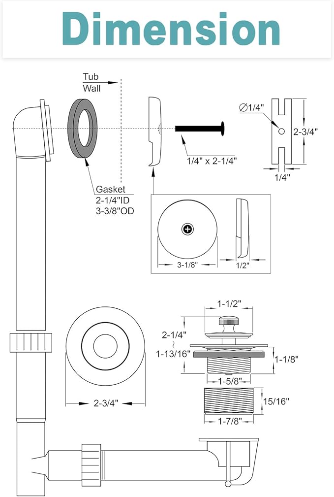 BESTILL Bathtub Drain Kit and Overflow Faceplate, Brushed Gold