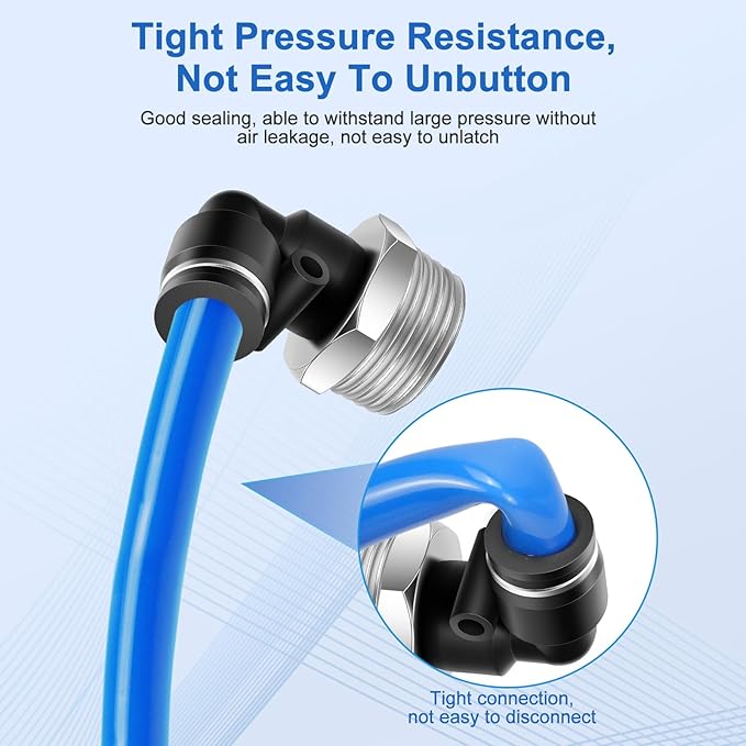 10 Pcs Push to Connect Fittings 1/4 Inch Tube OD x 1/2 Inch NPT Thread Pneumatic Male Elbow Quick Connect Air line fittings