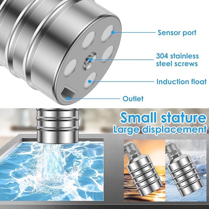 Water Level Control Float Valve 304 Stainless Steel 1/2" Connection Types Fully Automatic Mini Floating Ball Valve Auto Shut Off Water Tank Water Level Controller Valve Side Water Intake