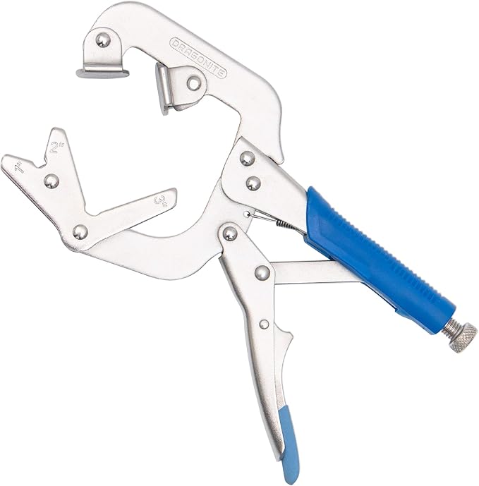 DRAGONITE 10 inch Welding Pipe Plier, Locking C-clamp with Large adjustable V Pads, Fast Release and Ergonomic Grip, Clamping 1”, 2” and 3" three different thicknesse