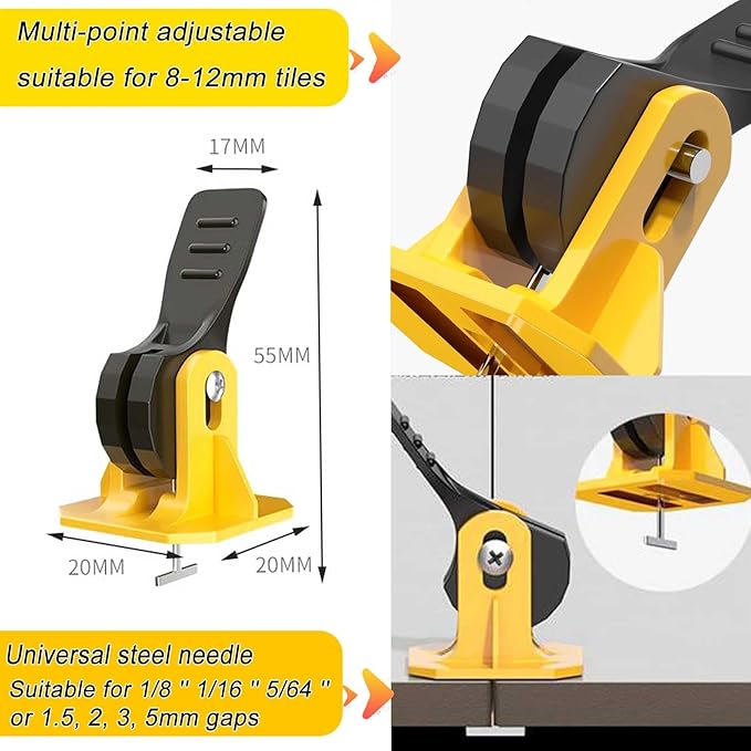 Tile Leveling System Kit 1/8 Tile Spacers Reusable 50pcs Leveler Tile Tools for Installation+50pcs Replaceable Spare Steel T-Pin Upgraded Adjustable Fit 8-12mm Tile Floor Leveling Compounds Set