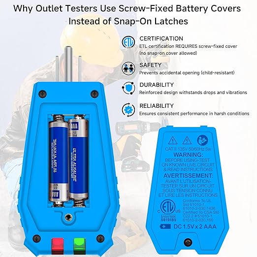 Outlet Tester with LCD Display Receptacle Tester with GFCI for Standard 3-Wire 110-125V AC Electrical Outlet Test Plug in Electric Polarity Tester for Socket Test Outlet Checker for Grounding