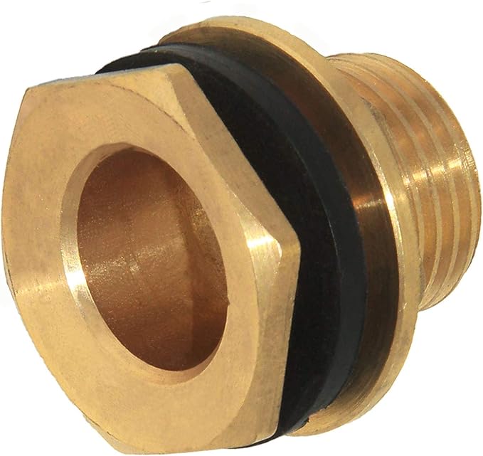 Joywayus 1" Male And No Female Inside Soild Brass Water Tank Connector Bulkhead Tank Fitting With Rubber Ring Stablizing