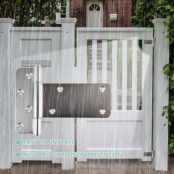 5 in T-Strap Shed Door Hinges,4 Pack Heavy Duty Tee Hinge, T-Gate Hinges, Gate Strap Hinges, Wrought Hardware for Wooden Fences, Barn Door, Shed Doors (Silver, 5 in -4 pcs)
