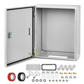Steel Electrical Junction Box, 16 x 12 x 8 Waterproof & Dustproof Electrical Enclosure, Outdoor & Indoor Universal Project Box with Lock & Mounting Plate