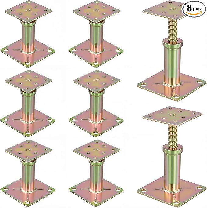8 Pack Adjustable 4-1/3 to 7 Inch House Floor Jacks, Mini Screw Floor Support Poles Set for RV, Deck, House Leveli