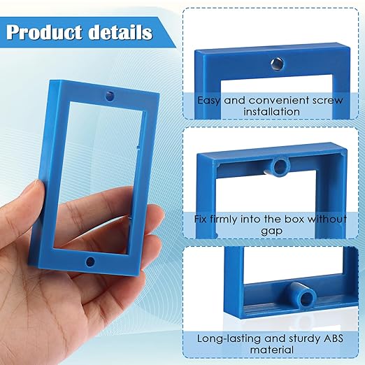 OwnMy 8PCS 1/2" Electrical Outlet Box Extenders, 1 Gang Electric Box Extenders with 16 Screws, Single Gang Receptacle Outlet Extenders for Electrical Box and Power Socket Switch, Blue