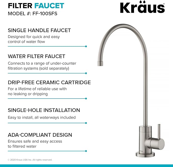 KRAUS Bolden Commercial Style Pull-Down Kitchen Faucet and Purita Water Filter Faucet Combo in Chrome, KPF-1610-FF-100CH