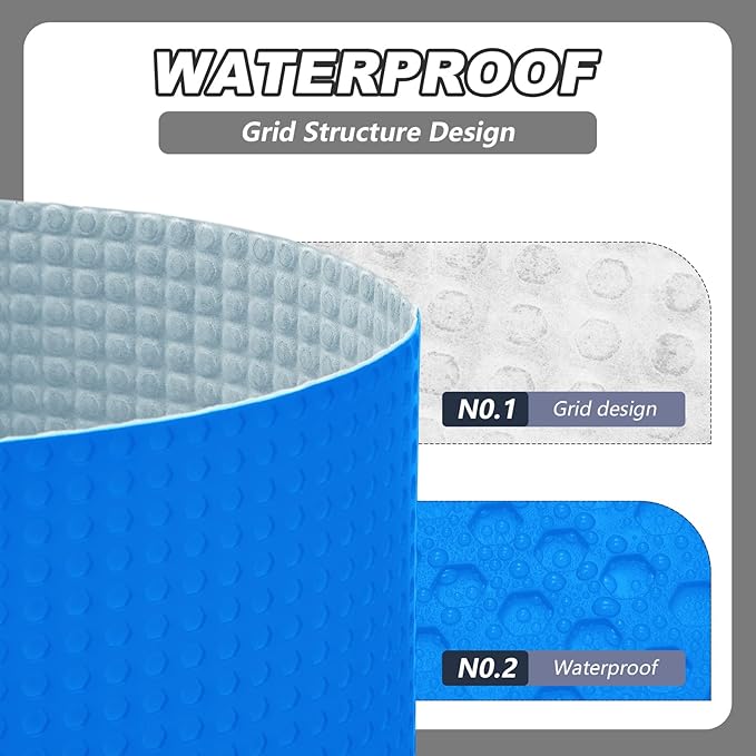 108 Sqft Uncoupling Membrane for Tile 1/8''(3mm) Thick Waterproofing Membrane Crack Prevention Anti Fracture Flooring Underlayment for Bathroom Shower Kitchen Basement(Blue)