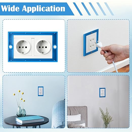 OwnMy 4PCS 1/4" Electrical Outlet Box Extenders, 1 Gang Electric Box Extenders with 8 Screws, Single Gang Receptacle Outlet Extenders for Electrical Box and Power Socket Switch, Blue