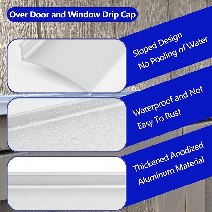 Extra Wide 5.12" W Door rain drip Guard Overhead,43.3" L Aluminum drip Cap for Exterior Doors Window Top,rain drip Edge Flashing,Water Deflector,rain Diverter,Anodized Silver 1PCS