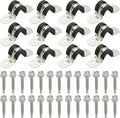 PATIKIL 12Pcs Pipe Clamps, 3/8 Inch 304 Stainless Steel Rubber Cushioned U Bracket Conduit Clamps Pipe Strap Wire Clips with Hexagonal Screw for Tube Hose Cord Installation, 10mm