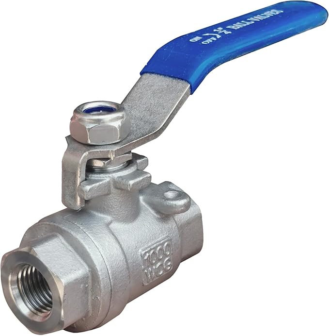 Full Port Ball Valve 1/4" NPT Heavy Duty Stainless Steel 304 For Water,Oil and Gas with Blue Handles（1000WOG）