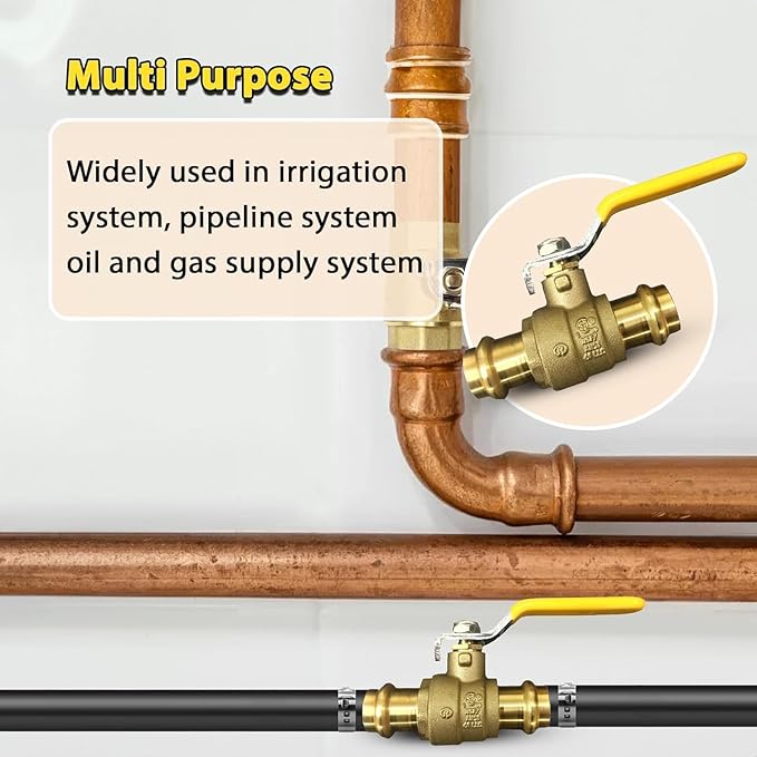 1 1/4" Propress Brass Ball Valve - Press Shut Off Ball Valve with EPDM O-ring Fit Both End - Premium Water Stop Shut Off Tool with 1" In. Connections - Pack of 1