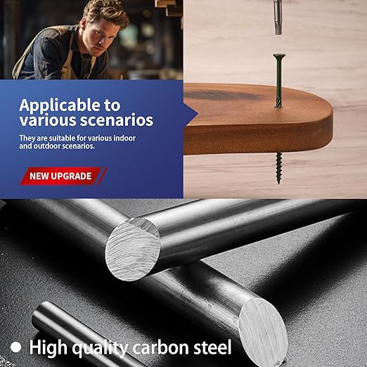#9 x 2-1/2" Deck Screws (187Pcs) 2lb. Carbon Steel, Green, Flat Head, Rust Resistant epoxy Coated, with T25 Star Bit