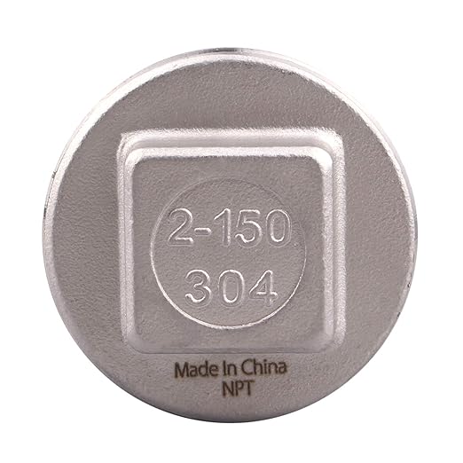 Stainless Steel 304 Cast Pipe Fitting, Square Head Cored Plug, Class 150, 2'' NPT Male