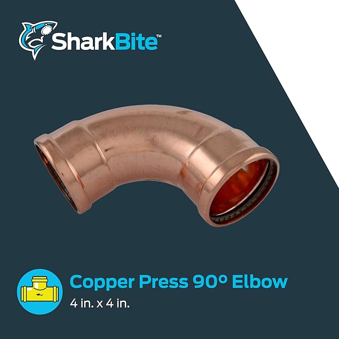 SharkBite 4 x 4 Inch 90 Degree Elbow, Copper Press Plumbing Fitting, UPR02105