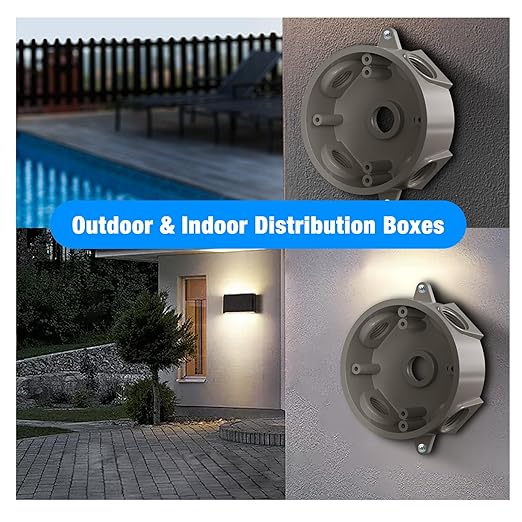 Weatherproof Round Electrical Outlet Box, 5 Hole-1/2 or 3/4 inElectrical Outlet Box for Engineered Solutions, UL Listed, Gray