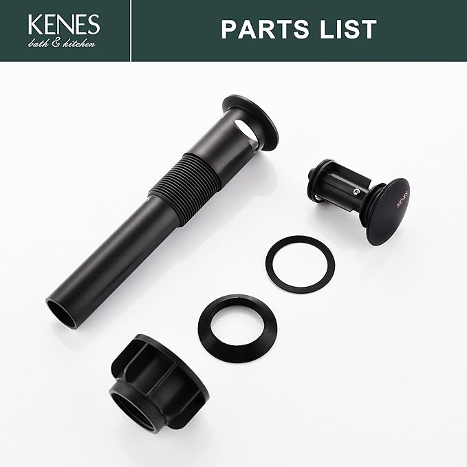 KENES Oil Rubbed Bronze Pop Up Bathroom Sink Drain with Overflow, Lavatory Bathroom Vanity Sink Drain Stopper, Sink Drain Assembly with Overflow Anti Clog Pop Up Drain