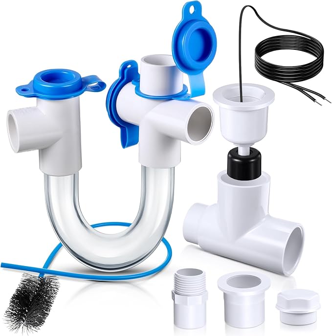 3/4 Inch Standard Condensate Trap and SS1 Condensate Overflow Float Switch Kit for HVAC Systems, Air Conditioner