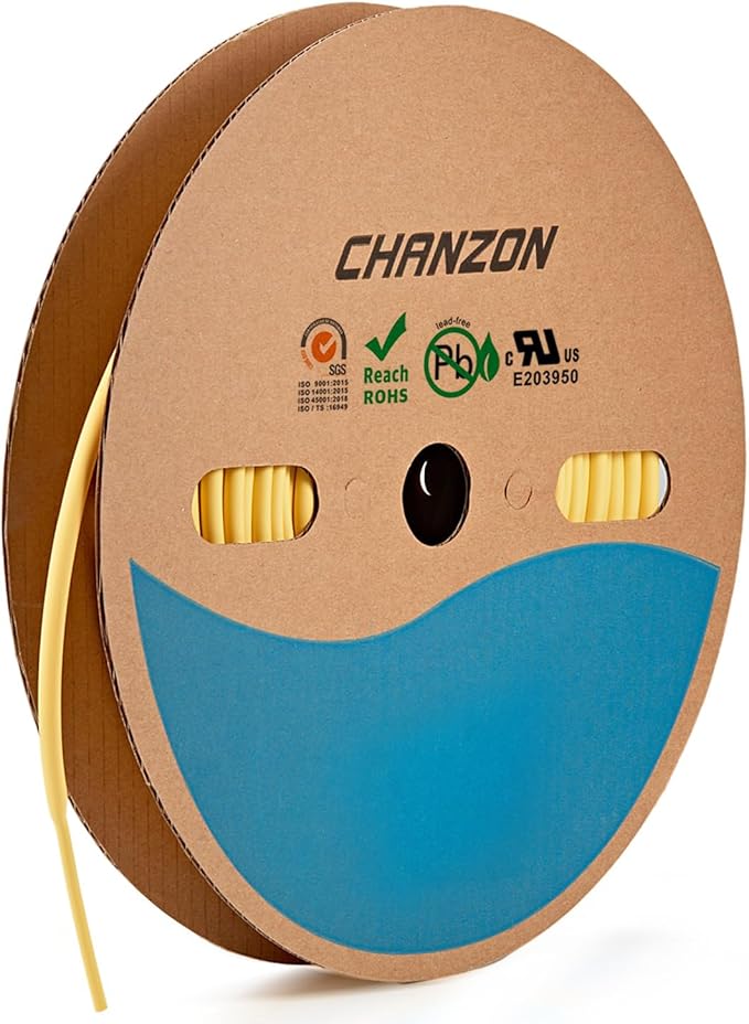 Chanzon 3:1 Ratio - 80ft Roll - Heat Shrink Tubing 3/16" (4.8mm) - Marine Grade Waterproof Adhesive Lined - (25M Total Length) Yellow Polyolefin Sleeving Wrap Shrinking 3 to 1 Ratio 1pcs