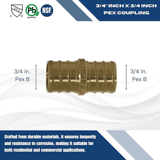 XFITTING Pex 3/4 Inch x 3/4 Inch Pex Coupling, 23-2-4=5XX, 5 Pieces