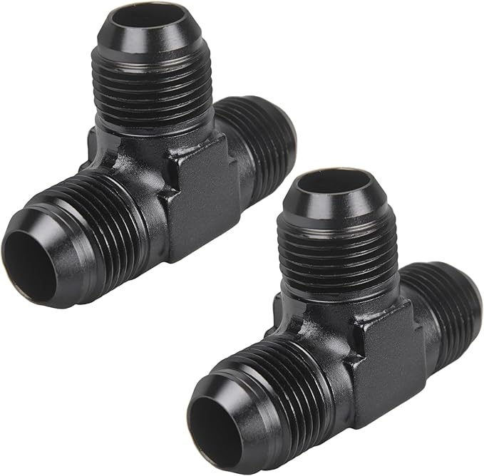 10AN Male Flare Tee Fitting Adapter T Fuel Hose Union Aluminum 2Pcs