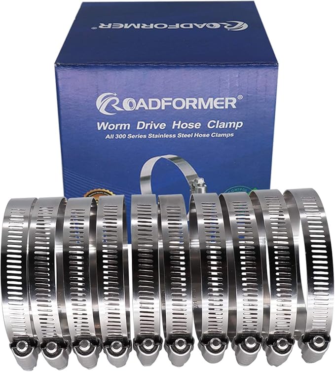 ROADFORMER 3.5" Worm Gear Hose Clamp - SAE 56 Size, Full Stainless Steel with 1/2" Band Width, Working Range 78mm - 102mm Hose Clamps, 10 Pack