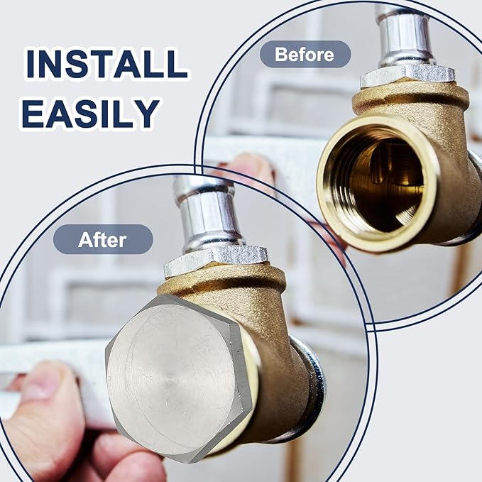 MECCANIXITY BSPP Pipe Plug Fitting, 304 Stainless Steel G1/4 Male Outer Hex Thread for Plumbing Fixed with Sealing Rubber Ring