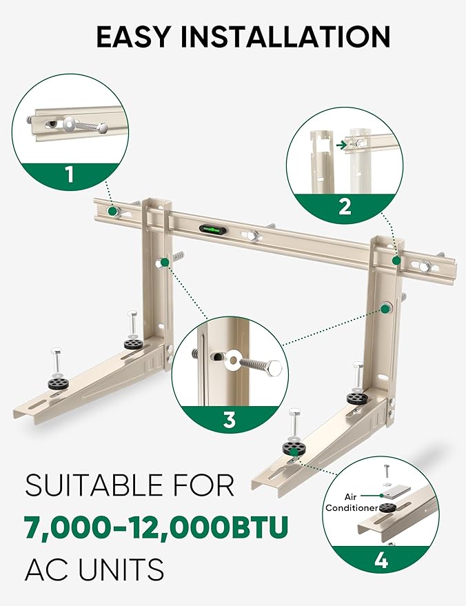 Mini Split Wall Mounting Bracket for 7000-12000 BTU Mini Split Air Conditioner with Leveler Universal Ductless AC and Heat Pump Systems Outdoor
