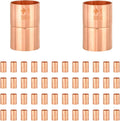 HeSun 50-Pack Copper Fittings, 1-Inch Copper Coupling with Rolled Stop, C x C with Sweat Solder Connection