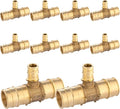 (10-Pack) Seelink PEX-A Expansion Fittings, 1" x 1" x 1/2" PEX-A Tee, Brass Expansion Pipe Fittings, for PEX Tubing Pipe Hose Fittings, ASTM F1960